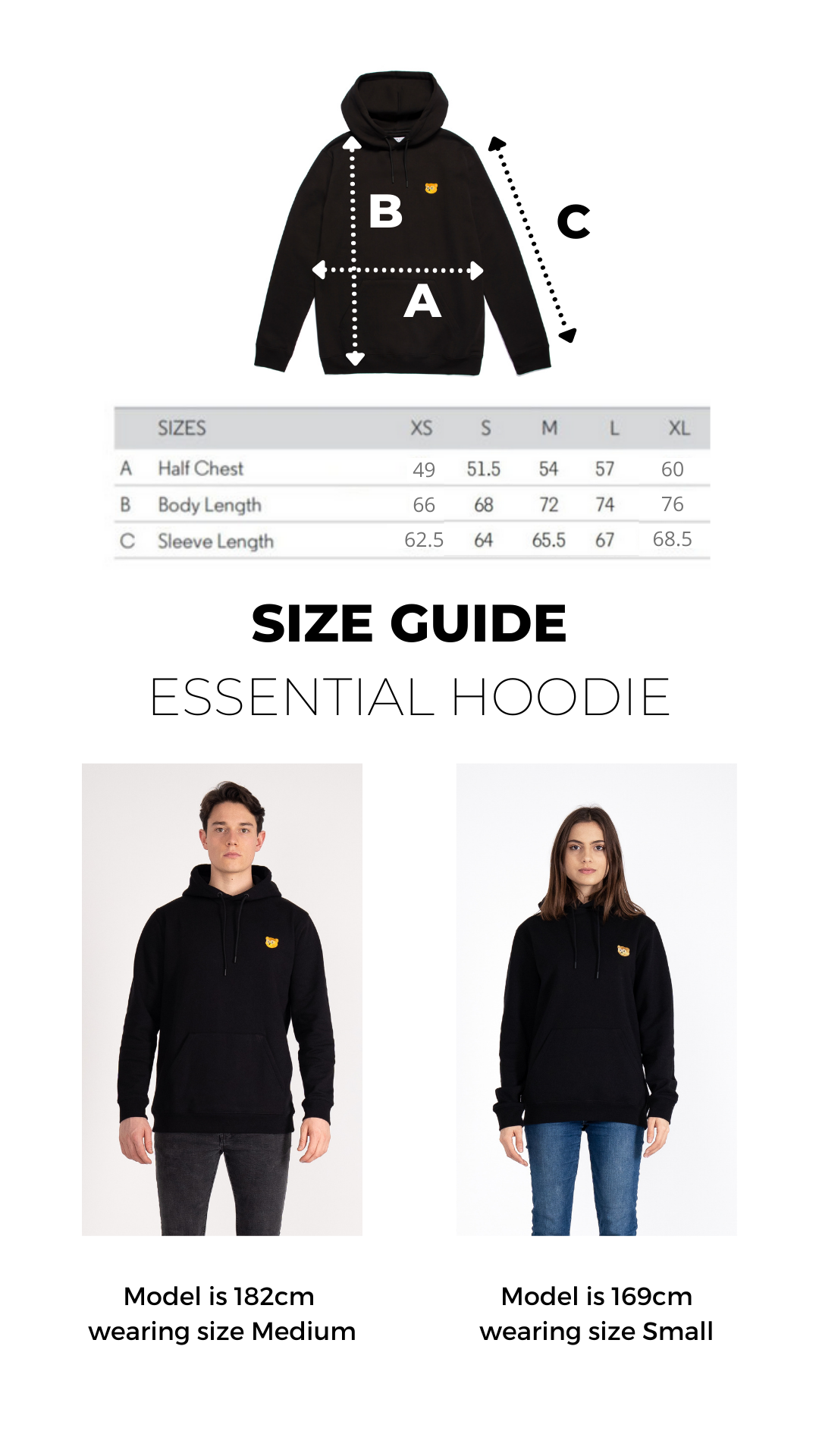 Essentials Hoodie Size Chart