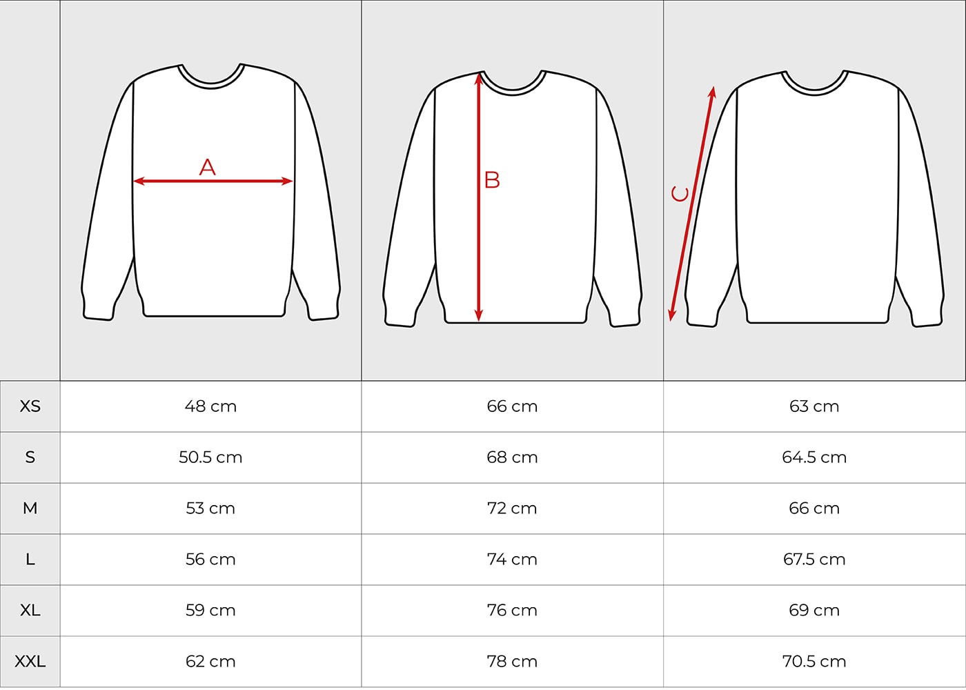 Baron Filou_Pullover_Size Chart