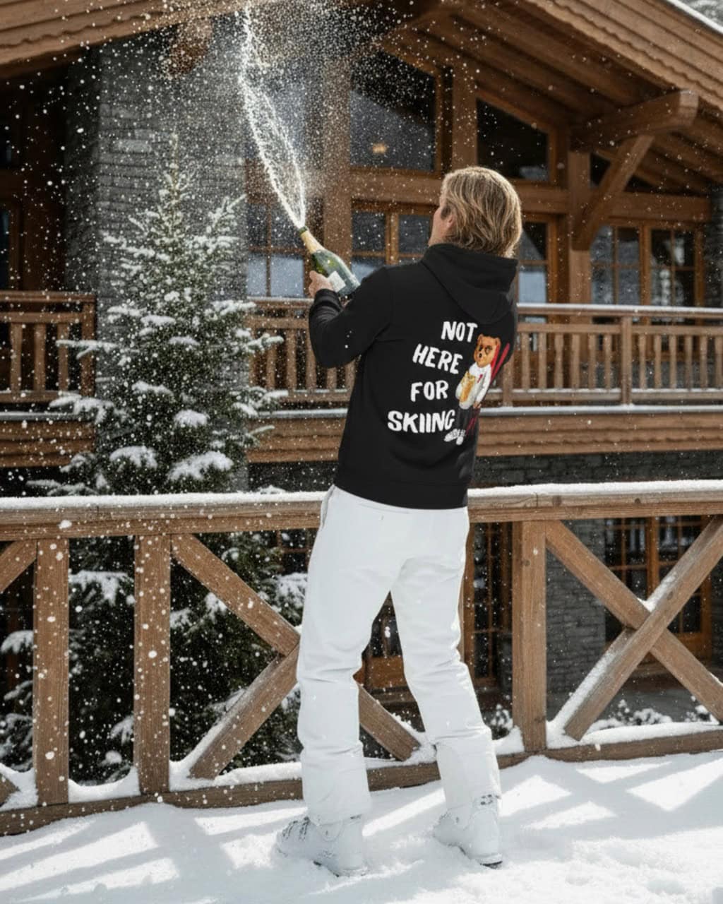 Backprint Hoodie Filou CXXXV. NOT HERE FOR SKIING